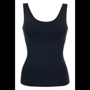 Rhonda Shear Women's Seamless Tank Top with Shelf Bra Black - Regular